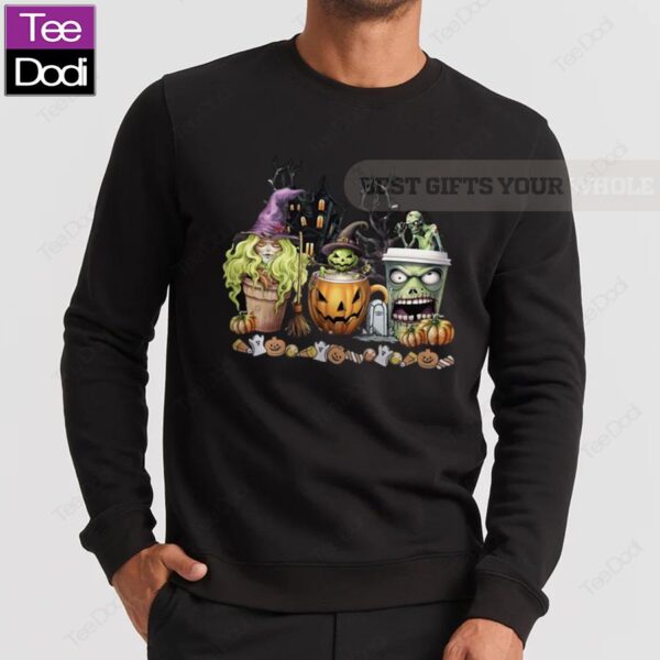 2024 Skeleton Coffee Cups Halloween Sweatshirt